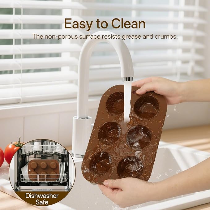 Firstfooby 4 Pack Silicone Muffin Pan for Baking, Regular Size Nonstick Cupcake Pan, 6-Cup Silicone Muffin Tin BPA Free Dishwasher Safe, Great for Muffin Cupcake Brownie Egg Tart