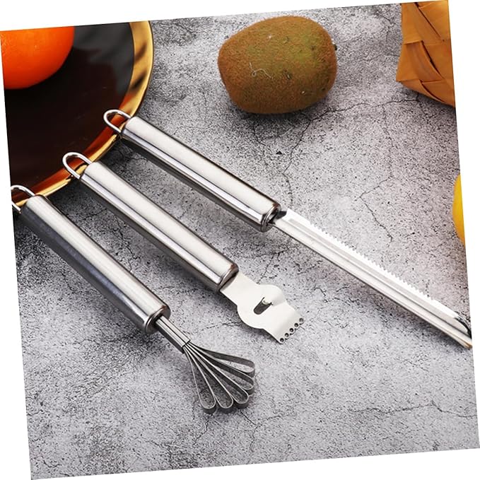 Cabilock 3-Piece Handheld Stainless Steel Zester and Peeler Set for Lemon Coconut and Pineapple Multipurpose Cooking Tool Fine Grater for Citrus and Fruit Preparation