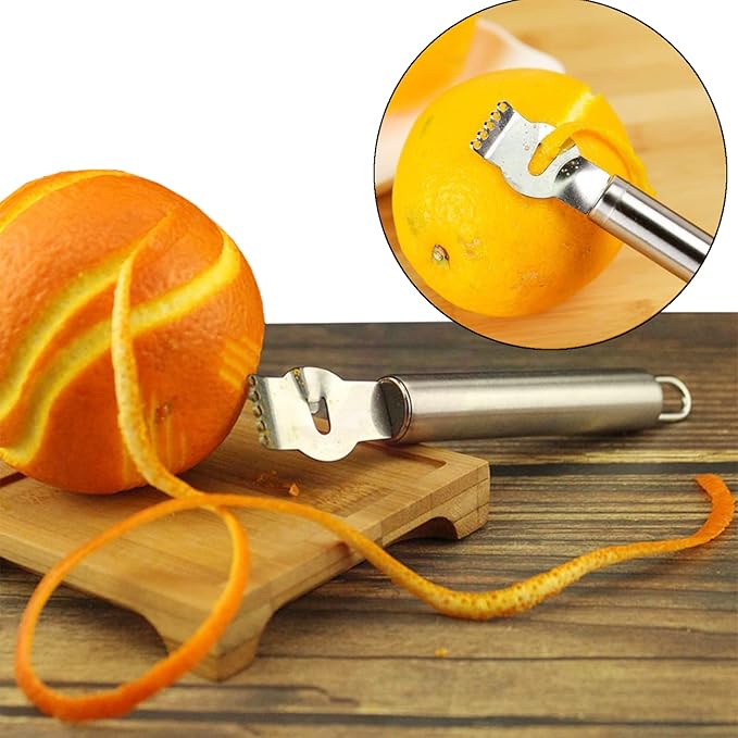 2 Pack Stainless Steel Lemon Zester Grater with Channel Knife and Hanging Loop,Orange Peeler,Citrus Zester Fruit Peeler Lemon Twist Tool for Kitchen, Bar