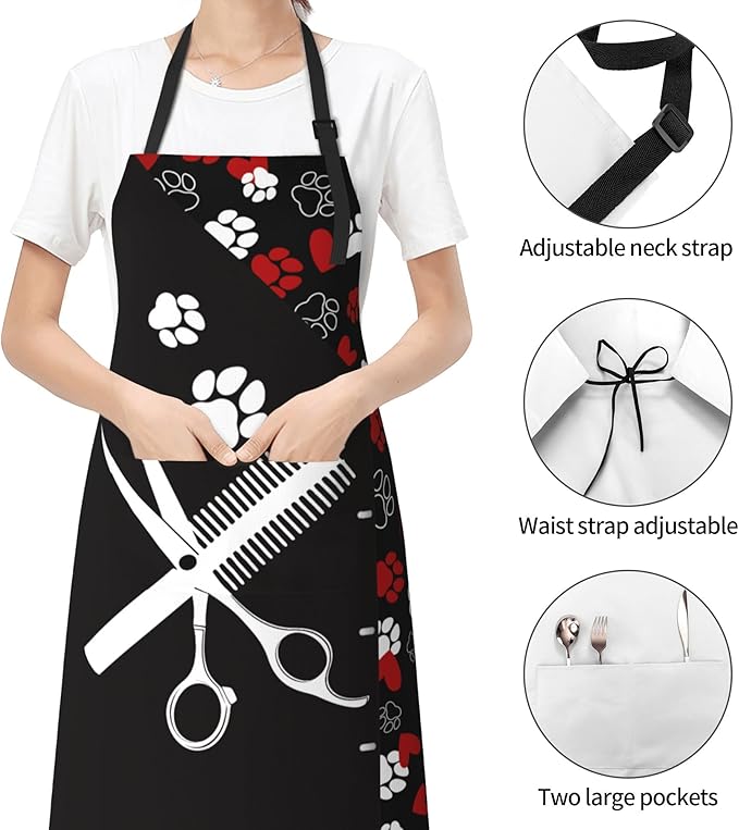 Apron with Pockets Aprons for Women Men Kitchen Chef Apron for Cooking Gardening Server Waitress Painting