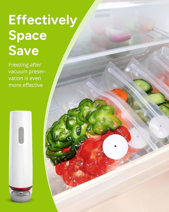 Handheld Vacuum Sealer for Food with 30 Reusable Bags, Compact Rechargeable Vacuum Sealer Machine, Food Sealer for Freezer, Kitchen, Home, BBQ, Sous Vide, Travel, Kitchen Gift Idea
