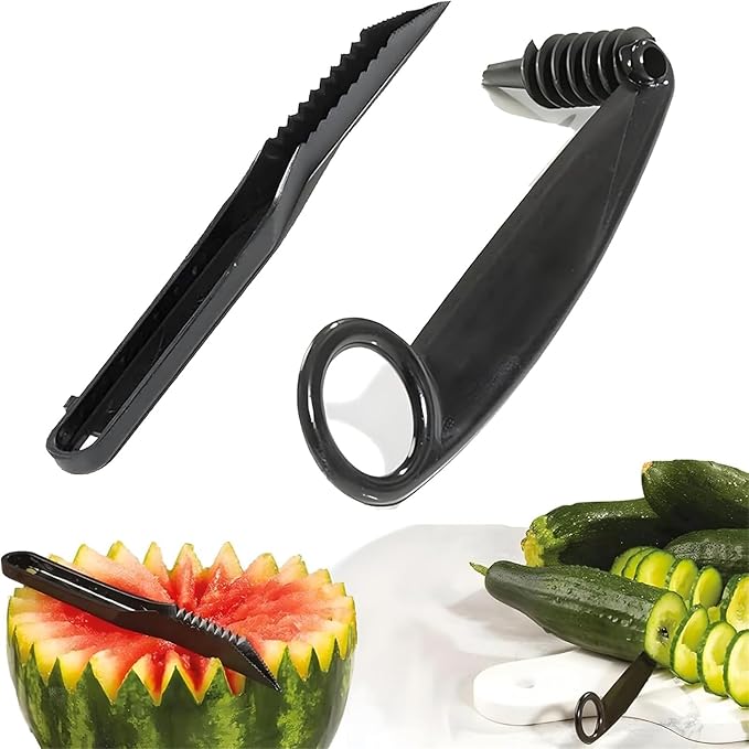 Spiral Cutter for Potatoes, Spiral Cutter - Kitchen Spiral and V-Shaped Tools for Veggies Cucumber and Carrot, Manual Screw Peelers Kitchen Accessories Tool (2 Set)