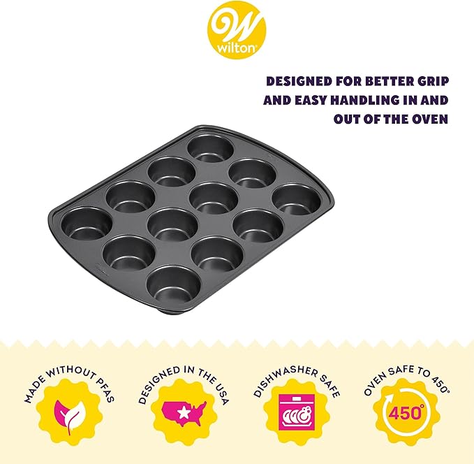 Wilton Perfect Results Premium Non-Stick Cupcake Pan, 12-Cup Muffin Tin, Steel Baking Supplies (Pack of 6)