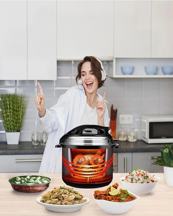 KabFbit 10 In 1 Electric Pressure Cooker, 5 Quart Stainless Steel Multi-Function Electric Cooker, Slow Cooker With 24-Hour Reservation Function, Suitable For Meat, Cake, Congee, Rice, etc., Black