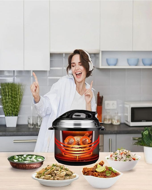 KabFbit 10 In 1 Electric Pressure Cooker, 5 Quart Stainless Steel Multi-Function Electric Cooker, Slow Cooker With 24-Hour Reservation Function, Suitable For Meat, Cake, Congee, Rice, etc., Black