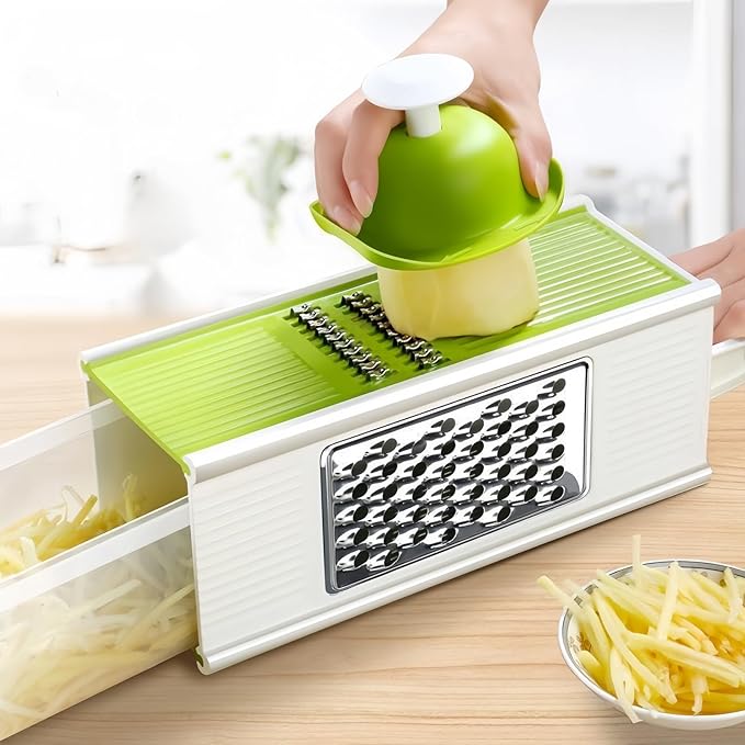 Safe Mandoline Slicer for Kitchen, Vegetable Slicer Multi Blade Potato Chip,Julienne Shredder and peeler Sliced/coarse/fine/flat wire, no Need to Change Blades For Small Job In Kitchen