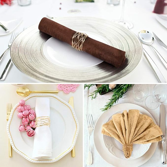 Accmor Napkin Rings, Metal Gold Round Napkin Rings Buckles for Table Decorations, Wedding, Dinner, Party, Set of 6