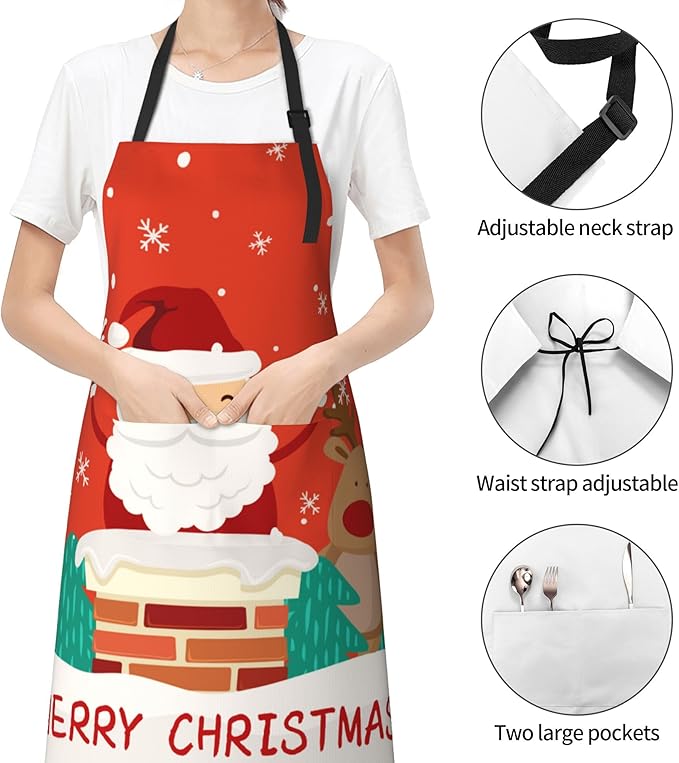 Apron with Pockets Aprons for Women Men Kitchen Chef Apron for Cooking Gardening Server Waitress Painting
