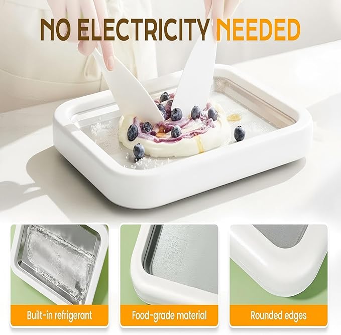 Rolled Ice Cream Maker, Instant Making for Ice Cream Deserts Roller Machine, DIY Homemade Sorbet, Frozen Yogurt Desserts, Suitable for Home Shop Kitchen