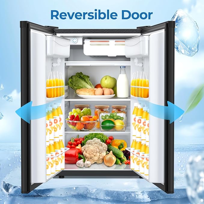 Compact Refrigerator 4.4 cu.ft mini fridge with Water Dispenser, Single Door Refrigerator with Adjustable Temperature Settings, Low noise, for Bedroom, Office, Dorm Black