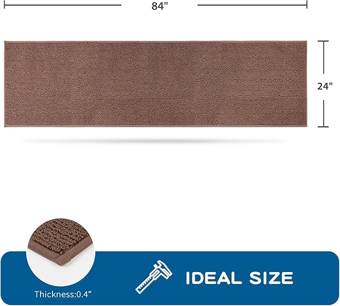PURRUGS Machine Washable Kitchen Runner Rug 2ft x 7ft, Non-Slip/Skid Hallway Runner Rug, Super Absorbent Soft Area Rug for Hallway, Kitchen & Laundry, Rolled Packaging, Brown