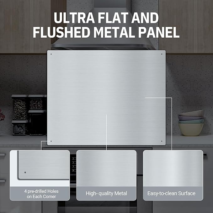 EKON Stainless Steel Backsplash 24 x 30 Inch Wall Shield for Kitchen Easy Clean And Installation