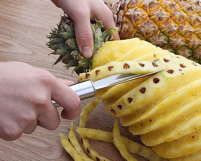 Silver Pineapple Eye Peeler Remover Tool, Multipurpose Pineapple Eye Clip,Pineapple Eye Cutter V Shape Stainless Steel Pineapple Eye Peeler Remover for Home Kitchen Peelers