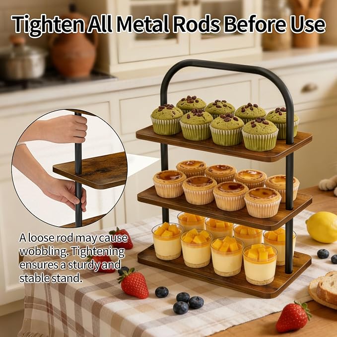 Cupcake Stand, 3 Tier Wood Cupcake Stand for 50 Cupcakes Large Dessert Stand Cupcake Display Stand Cupcake Tower for Farmhouse Decor, Party Serving Tray, Vendor Dessert Table Display Set