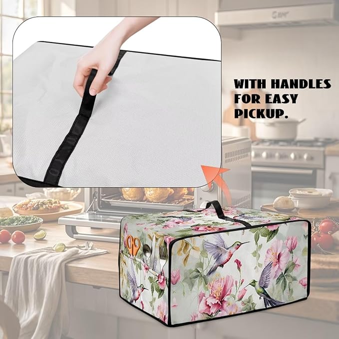 Doojoayie 8 Slice Toaster Cover Hummingbird 8 Slice Small Appliance Covers Stain Resistant & Dustproof Kitchen Appliance Protector Flower Print