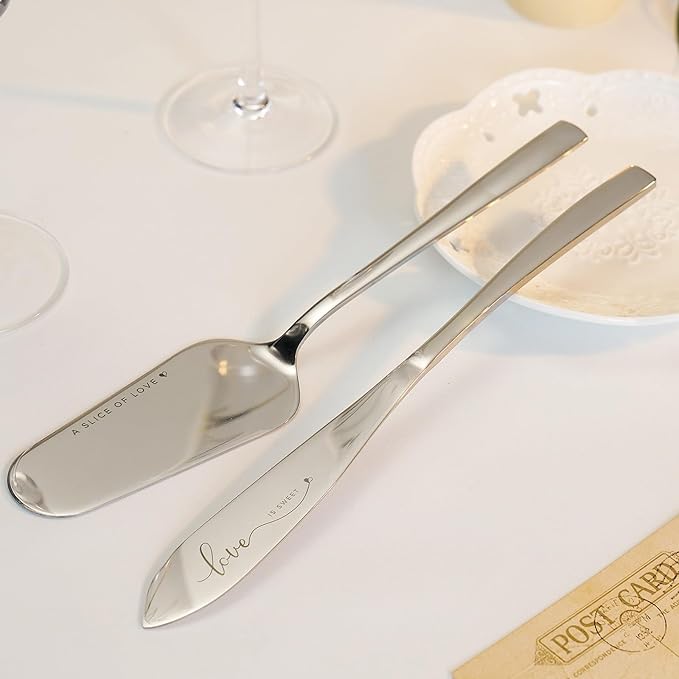 AW BRIDAL Engagement Bridal Shower Wedding Gifts for Newlywed Couples 2025, Anniversary Mr Mrs Champagne Flutes Toasting Glasses, Wedding Silver Cake Knife and Server Set with Gift Box for Bride Groom