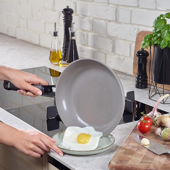 Fissler Ceratal Classic Ceramic 9.5 Inch Non-Stick Frying Pan, Warm Grey, Made without PFAS