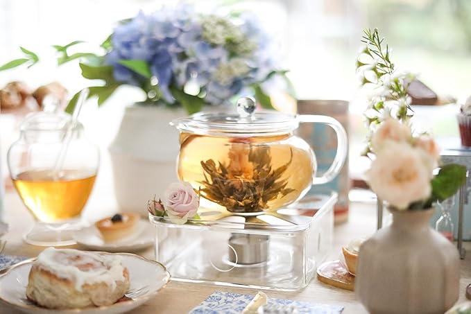 Teabloom Kyoto 2-in-1 Tea Kettle/Tea Maker – Heatproof Glass Teapot with Removable Loose Tea Filter – Tea Connoisseur's Choice
