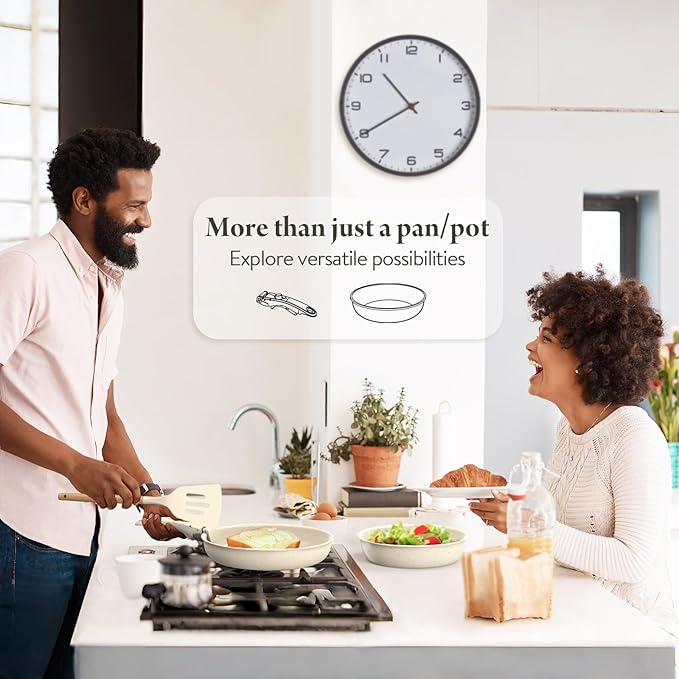 11 Pcs Pots and Pans Set Non Stick with Removable Handles,Ceramic Cookware Set Non Toxic,Induction Kitchen Cooking Sets,Nonstick RV Cookware,Dishwasher/Oven Safe,PFAS/PTFE/PFOA Free,Cream White
