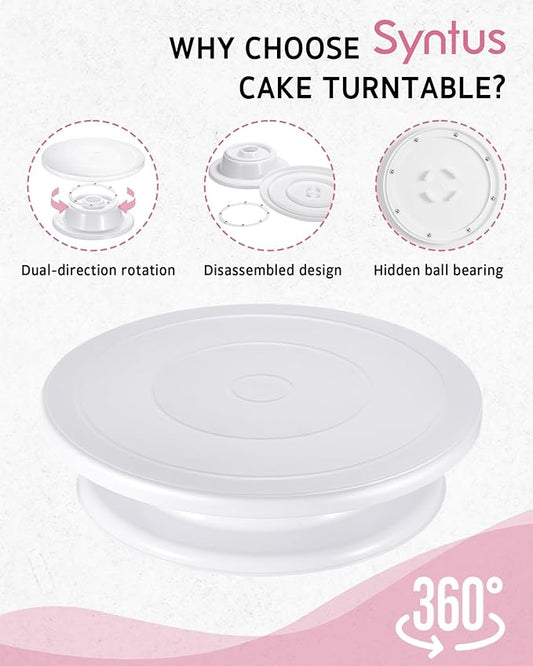 Syntus 65 PCs Cake Decorating Kit with Cake Stand Turntable, Cake Baking Supplies 30+1 Piping Bags, 24 Piping Tips, Offset & Straight Spatulas, 3 Scrapers, Leveler, 2 Couplers & 1 Tips Brush