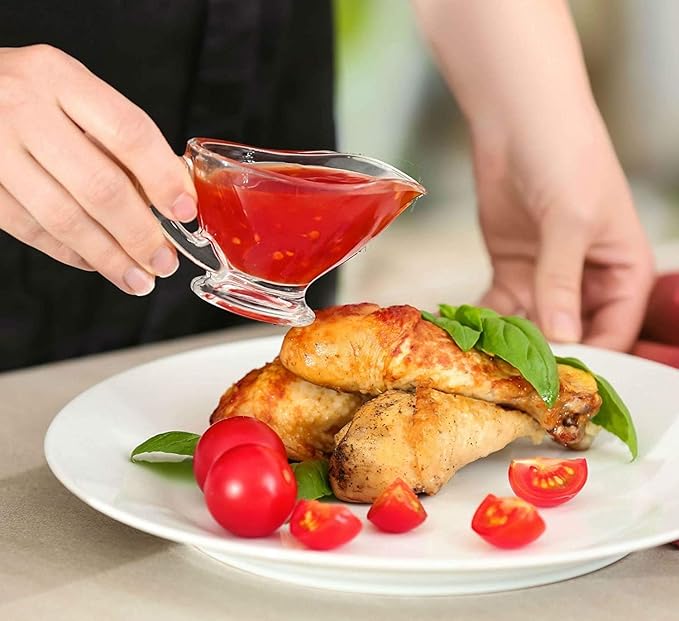 Classic Glass Gravy Dish with Handle - Sleek & Elegant with A Beautiful Shine- For Salad Dressing, Syrup, Sauces or Broth - Gift Item or Home Decor, 10 oz