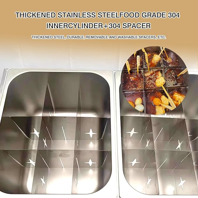 HARMONY PALACE Stainless Steel 18-Compartment Oden Cooker Pot, Double Cylinder, 110V 2.4KW, 16A Plug, 21.85x16.93x10.24inch, Commercial & Home Use, Japanese Fish Cake Soup Warmer, Food Warmer