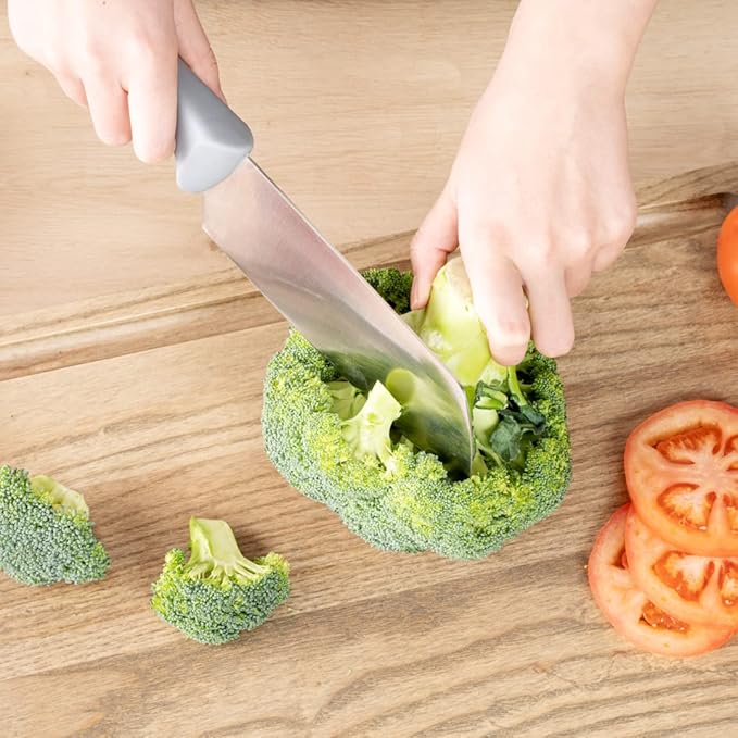 Restaurantware Comfy Grip 6.5 Inch Vegetable Knife 1 Sharp Cooking Knife - Ergonomic Handle Non-Slip Grip Gray Stainless Steel Kitchen Knife Dishwashable Slice And Dice Fruits Or Vegetables