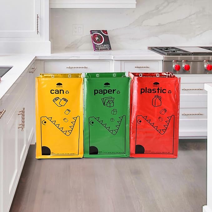Recycling Bags,Separate Recycling Waste Bin Bags for Kitchen Home, Trash and Recycle Bin Combo,Reusable Waterproof,Kitchen & Christmas Gifts for Woman,42 Gallon,3Pack