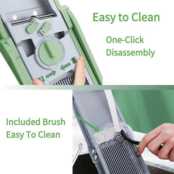 Safe Mandoline Slicer for Kitchen,Freely Adjustable Food Chopper,Kitchen Must Haves Vegetable Chopper,Potato Onion Carrot Cucumber Slicer (green)