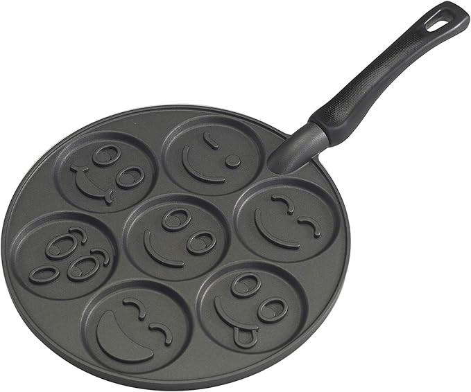 Nordic Ware Smiley Face Pancake Pan Silver, 10 1/2 inch diameter