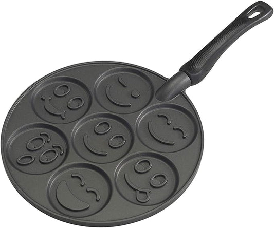 Nordic Ware Smiley Face Pancake Pan Silver, 10 1/2 inch diameter