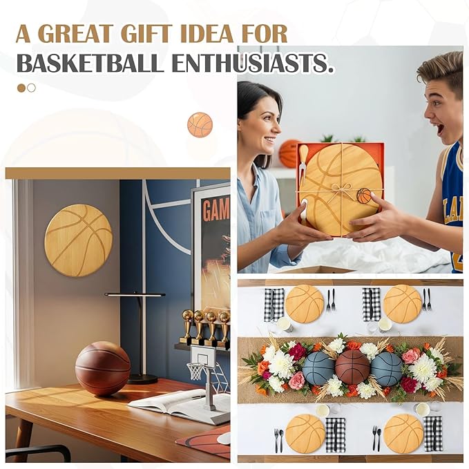 Ziliny Basketball Cheese Board Gift Set Party Favor Prizes Charcuterie Wood Board with Knives and Box Father Day Gift for Dad Grandpa Party Tournament Game(Bamboo Wood, Basketball)
