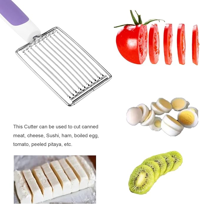 ASHATA Luncheon Meat Cutter, Cheese & Potato Slicer, Stainless Cutter with Handle for Egg Ham Fruit Tomato, Cutting Evenly Thick , Food Cutting Tool for Kitchen ()