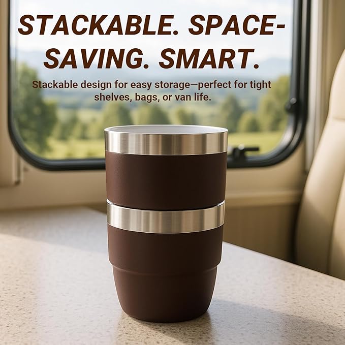 4 oz Small Espresso Cup, Ceramic-Lined 18/8 Stainless Steel, Double-Wall Vacuum Insulated, Stackable, Dishwasher Safe, Fits Most Espresso Machines, for Espresso Shots (Blue, 2 Pack)