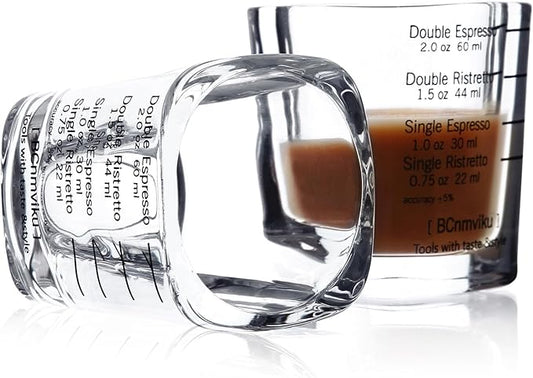NCnnwovf Espresso Shot Glasses, 26-Incremental Measurement, 2 OZ / 60ML (Sturdy-2 pack)