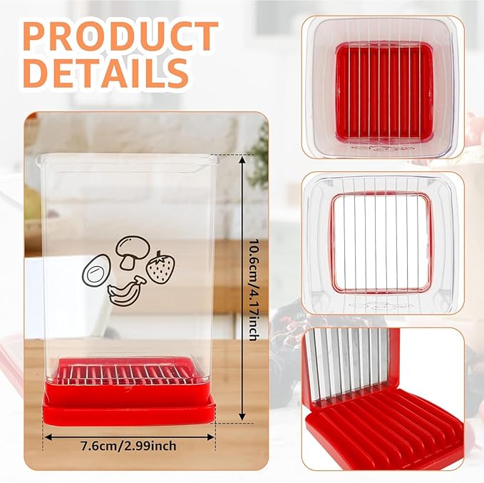 Stainless Steel Fruit & Vegetable Cutter with Push Plate - Banana, Strawberry & Egg Slicer