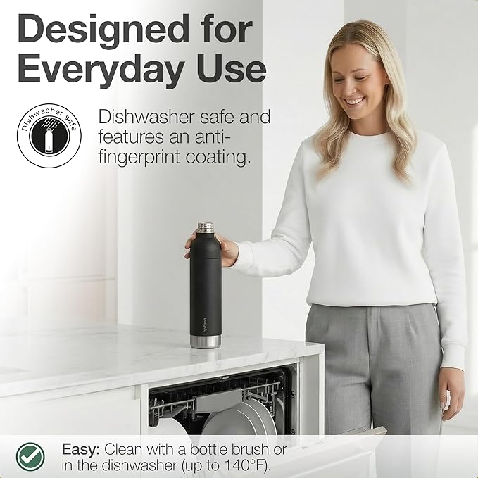 Stainless Steel Carbonating Bottle 33 oz | Compatible with Aarke Carbonator 3, Sodastream (Excl. model Aqua Fizz + Jet) and many others | Dishwasher Safe, No Expiration Date, BPA-Free