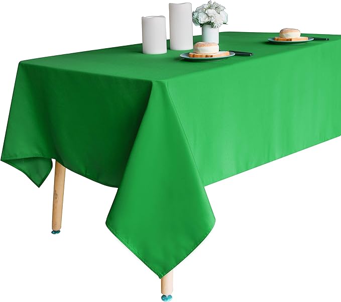 Obstal 210GSM Rectangle Green Table Cloth, Christmas Decorations Waterproof Tablecloth, Table Cover Protector for Holiday Party Use (Green,60 x 120 Inch)