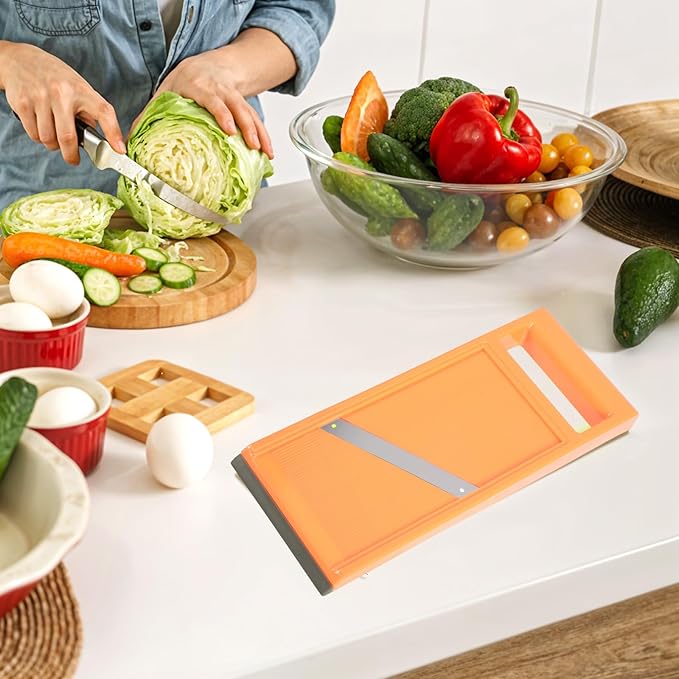 Vegetable Slicer Handheld,Portable Veggie Slicer Handheld,for Potato Chips, Mini Mandoline Slicers for Vegetables, Fruits, Cheese, Cucumber Slicers Thin, Orange