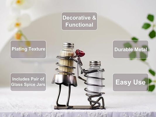 Funny Salt And Pepper Shakers Set Novelty - Two Glass Shakers With Lids, Rose Lovers Holder Caddy For Spices And Seasonings, For Kitchen, Dining Or Table Decor (rose lovers)