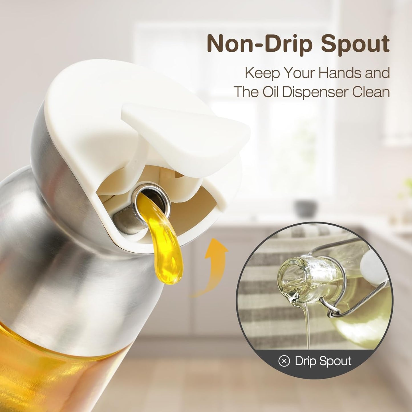 Vucchini Olive Oil Dispenser Bottle 9 Ounce Soy Sauce Vinegar Dispenser Cooking Oil Bottle Container for Air Fryer, Salad, BBQ, Frying