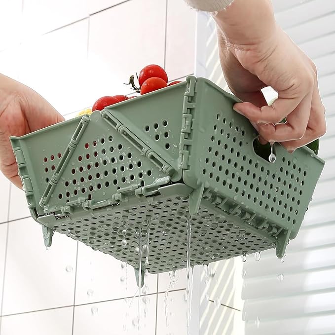 Collapsible Kitchen Colander and Strainer - Foldable Plastic Drain Basket for Fruit, Vegetables, Pasta - Space-Saving for Kitchen, RV, and Camping - BPA-Free & Dishwasher Safe (1pcs)