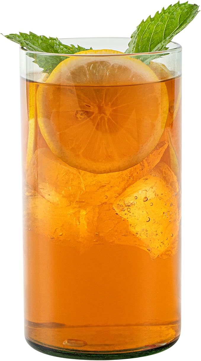 Restaurantware-Vetri 16 Ounce Tall Drinking Glasses, 6 Dishwashable Beverage Glasses - No-Lead, Elegant, Green Glass Tumblers, Ideal For Water, Juice Beer, Cocktails, Liquor, Iced Tea, And More