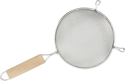 Winco Strainer, 6.25-Inch Diameter, Fine Double Mesh, Medium, Tin, Tan