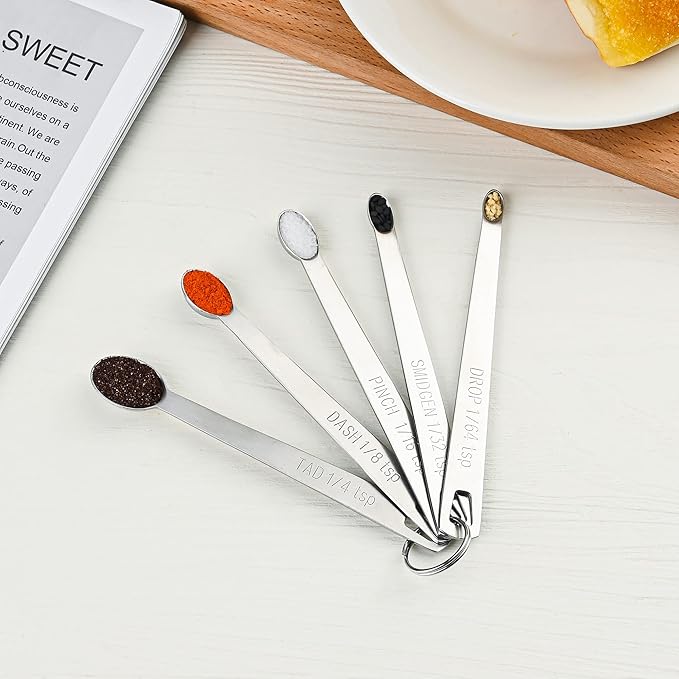 Measuring Cups and Spoons Set 22, 18/8 Stainless Steel Long Hanlde Measuring Spoons & Mini Measuring Spoons and 1 Leveler, Metric & US Measure Cup and Spoon for Dry and Liquid