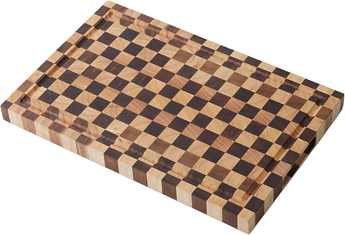 Cookaholic Acacia Wood Cutting Board (17x11x1.2'') Inch, Butcher Block for Kitchen, Premium Acacia Cutting Board with Juice Groove, End Grain Made of Sustainable Acacia Wood
