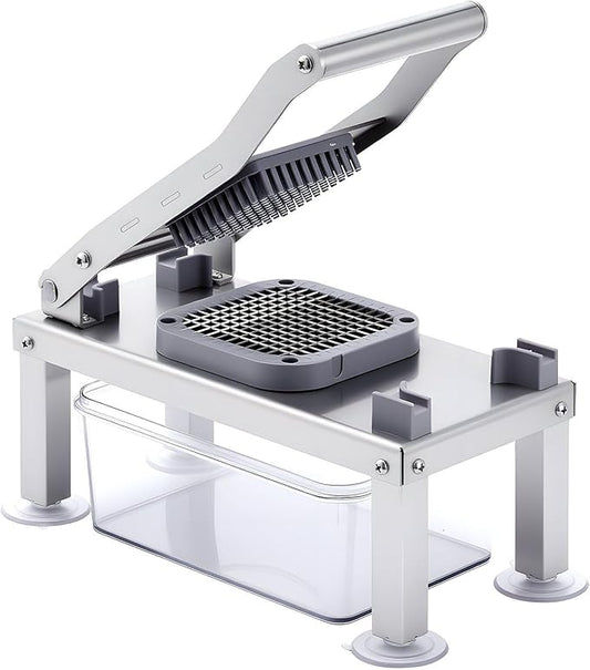 8-in-1 Mandoline Slicer & Vegetable Chopper, Includes 8 Stainless Blades for Cheese, Onion, Potato, Salad, Comes with 55.8 oz Container and Suction Cup Base
