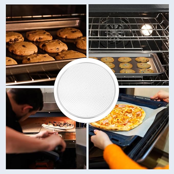 BESTonZON 16 Inch Perforated Stainless Steel Pizza Pan Round Baking Tray with Holes for Crispy Even Heat Distribution Oven Safe Pizza Crisper for Home and Restaurant Use
