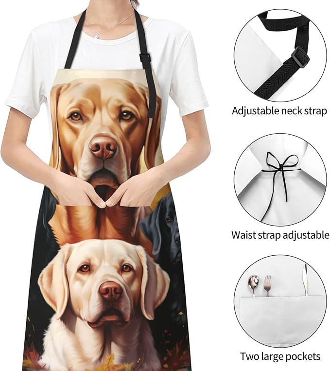 Apron with Pockets Aprons for Women Men Kitchen Chef Apron for Cooking Gardening Server Waitress Painting
