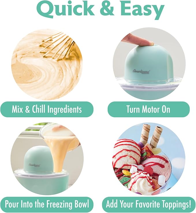 Americana Collection Elite Pint Perfect™ EIM1205MX 1 Pint Ice Cream Maker Freezing Mug, Frozen Yogurt, Sorbet, Gelato Treat, Recipes, Mint